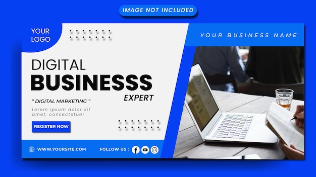 Minimal blue banner for digital business template