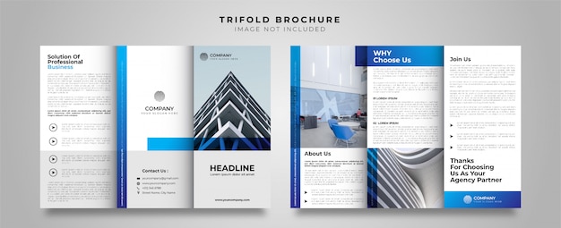 Vector minimal blue business trifold brochure