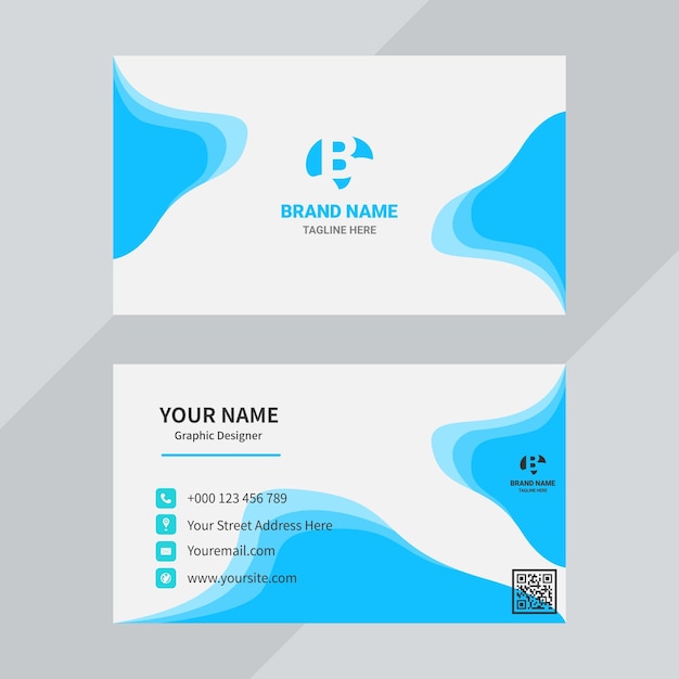 Vector minimal blue and white business card