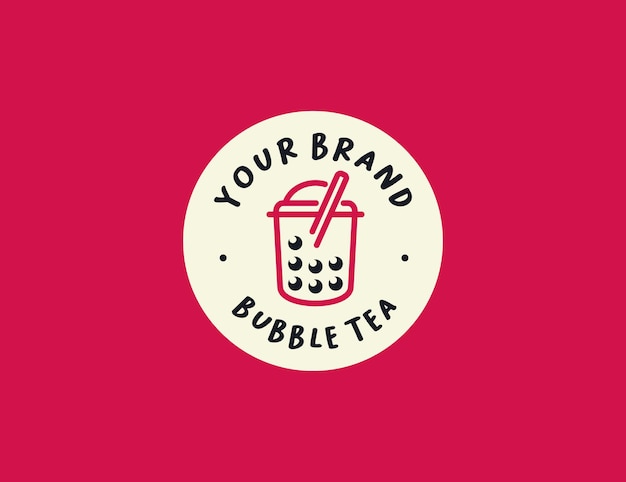 Minimal boba logo in circle badge