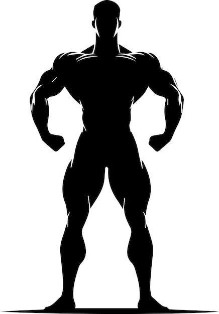 minimal bodybuilder pose vector silhouette black color silhouette white background 17