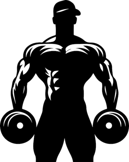 minimal bodybuilder pose vector silhouette black color silhouette white background 49