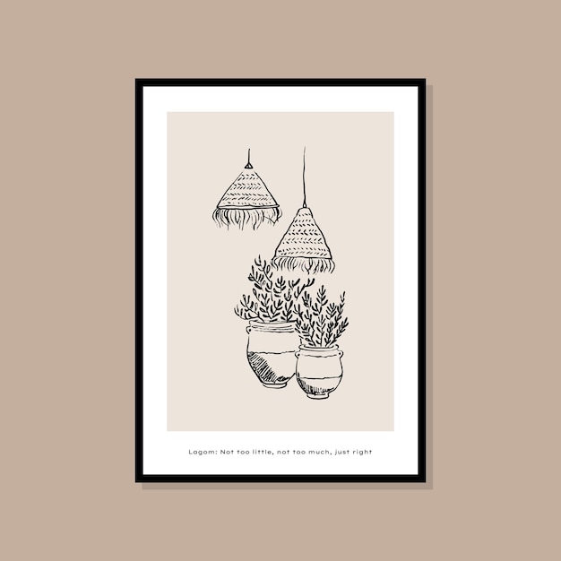 Vector minimal bohemian travel illustration poster design for wall art gallery