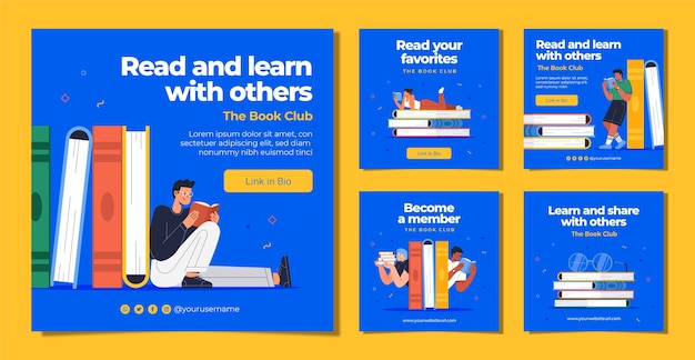 Vector minimal book club instagram posts