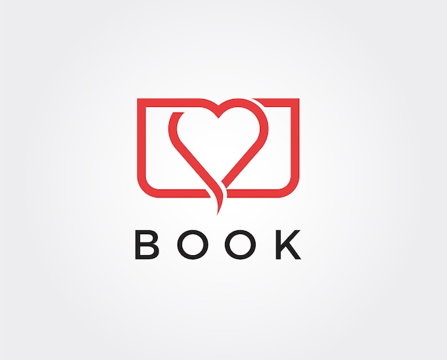 Modello di logo di amore del libro minimo