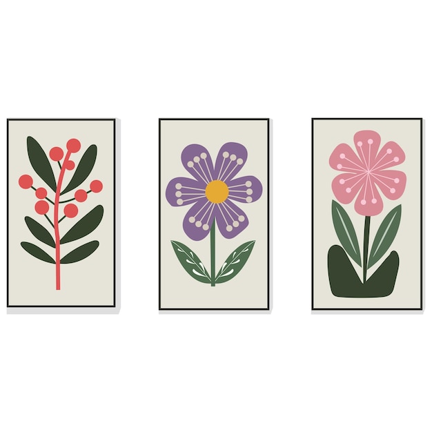 Minimal botanical wall art vector set