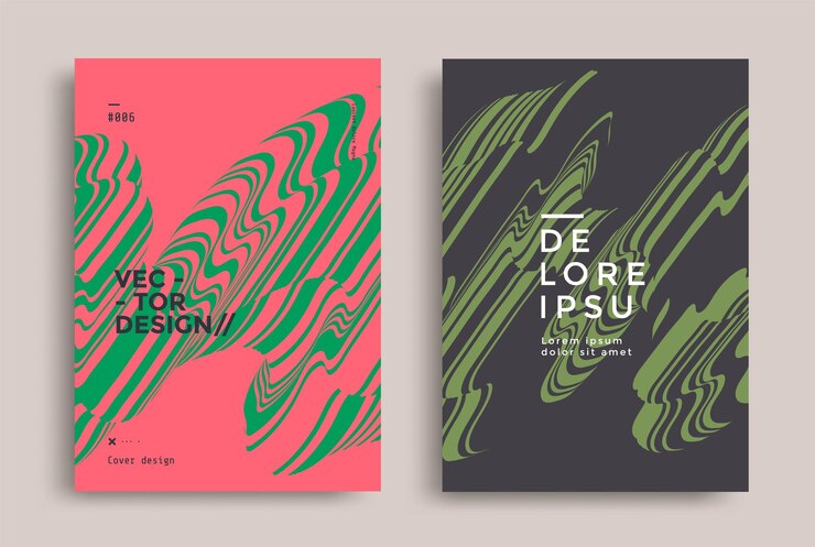 Minimal brochure layout with optical fluid line. Cover page design Black and green.
