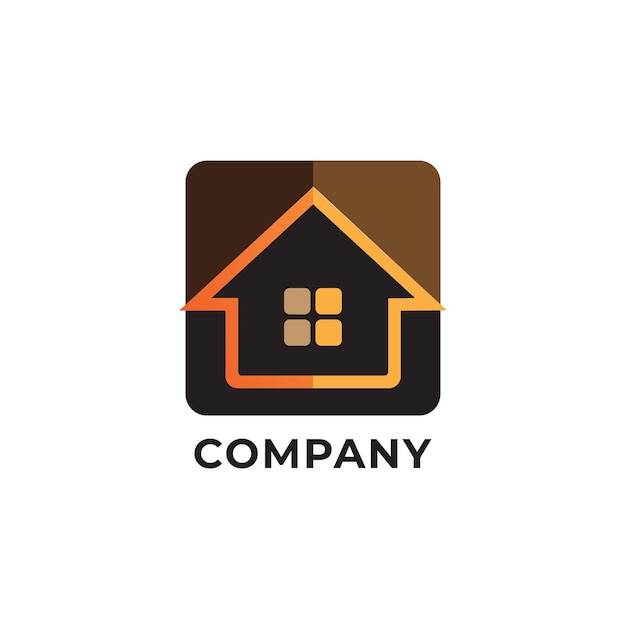 Minimal brown house illustration real estate logo design template