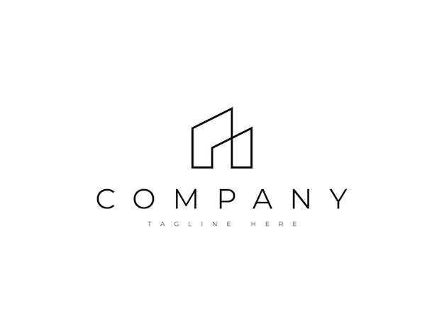 minimal building office line logo design