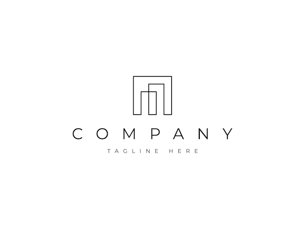 Minimal building office line logo design