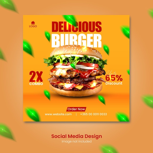 Minimal Burger Social Media Post Design