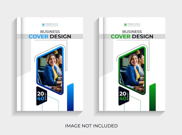 Minimal business book cover design set premium vector