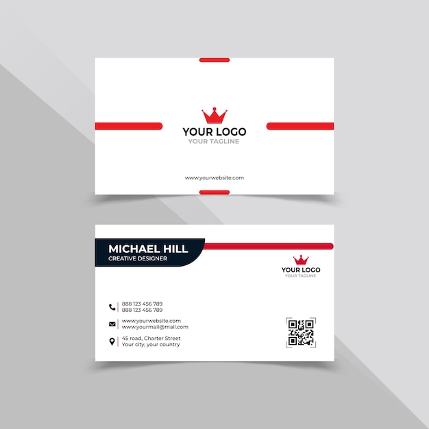 Minimal Business Card design in black and red Color