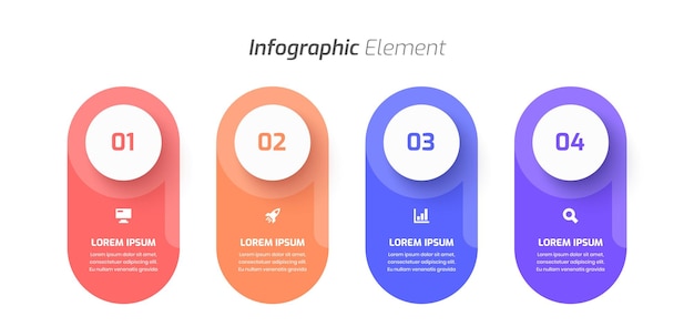 Design infografico aziendale minimo con icona etichetta circolare e 4 numeri per presentazione, flusso di lavoro