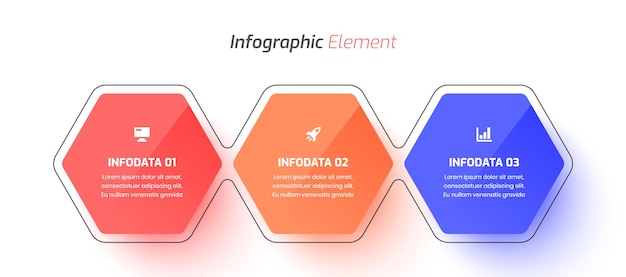 Minimal Business Infographic Template Design with Hexagon Label Icon and 3 Options for Presentation