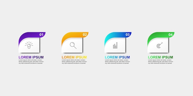 Minimal Business Infographic Template Timeline with 4 steps options and marketing icons