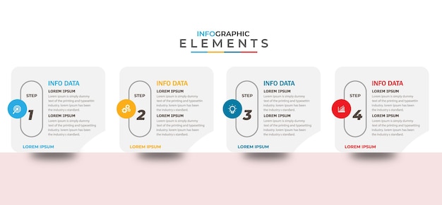 Modello di infografica aziendale minimo con quattro passaggi