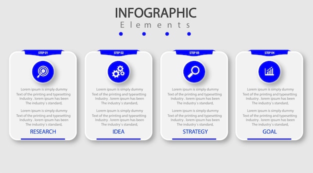 Minimal business infographics template with four steps