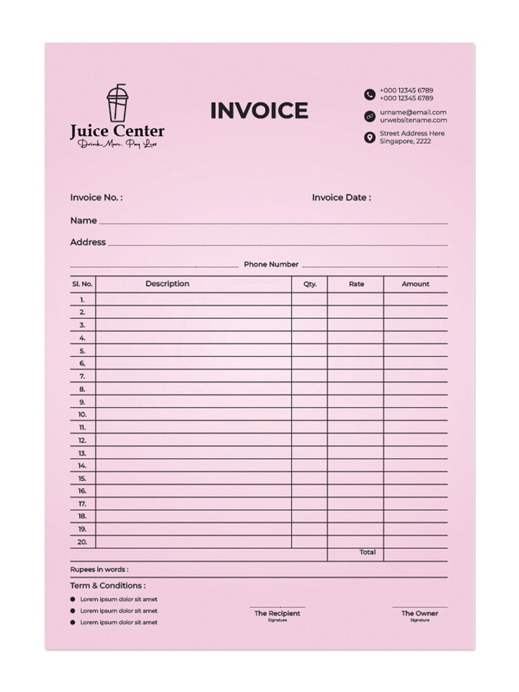 Vector minimal business invoice template design
