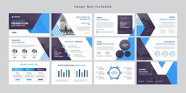 Minimal business slides presentation template Premium Vector