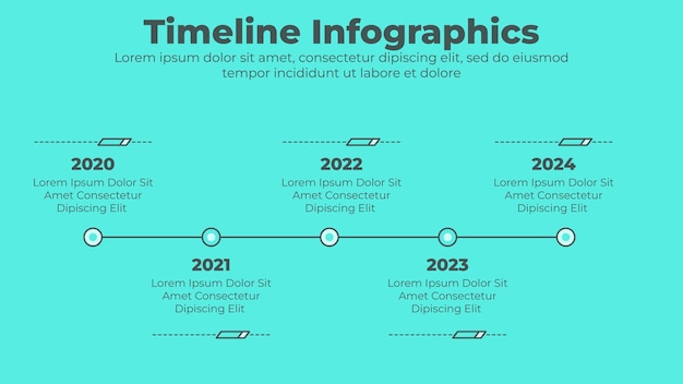 Vettore cronologia aziendale minima con passaggi o opzioni modello di presentazione infografica aziendale