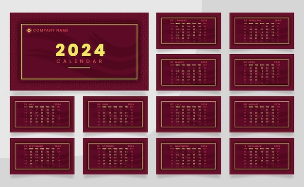 Minimal Calendar Template 2024 with Cover Page