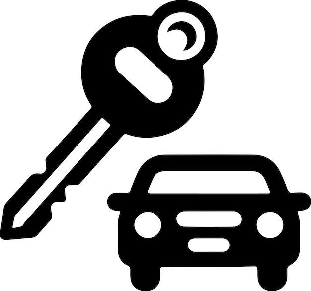 Vector minimal car key icon vector art illustration black color black color silhouette white background 4