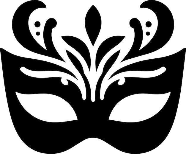 Minimal Carnival mask icon vector silhouette white background fill with black 13