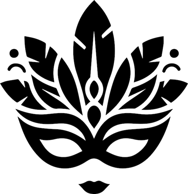 Minimal Carnival mask icon vector silhouette white background fill with black 25