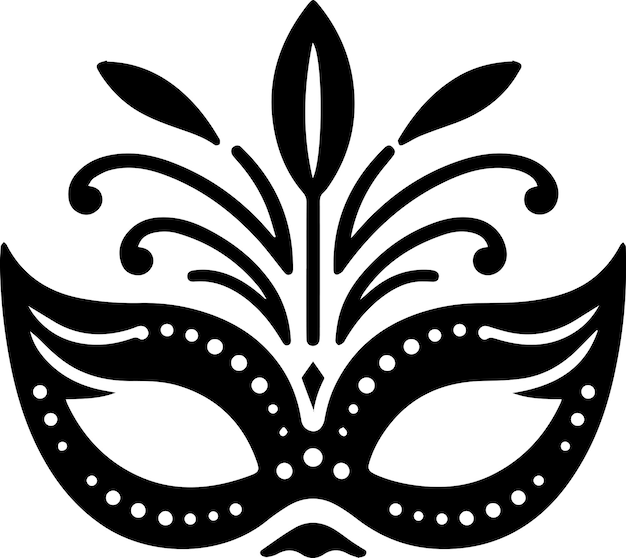 Minimal Carnival mask icon vector silhouette white background fill with black 28