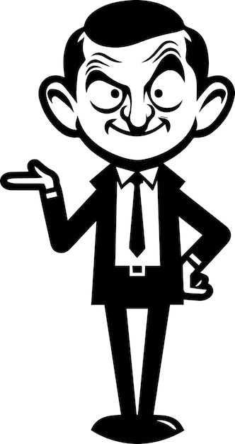 minimal carton funny character Mr bean vector silhouette black color silhouette 10