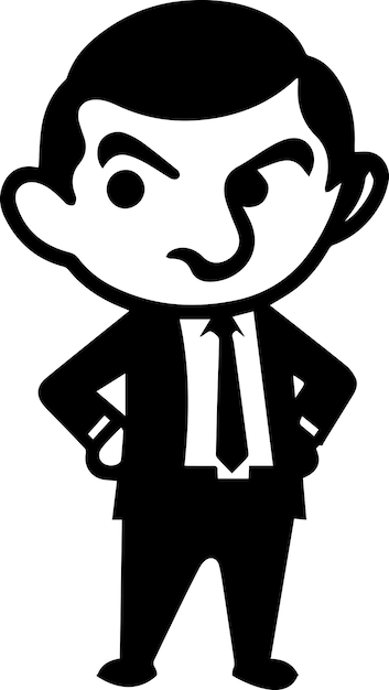 minimal carton funny character Mr bean vector silhouette black color silhouette 7