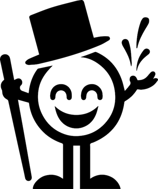 Минимальный картонный смешной персонаж MrFunny векторный силуэт черный цветный силуэт белый фон 11