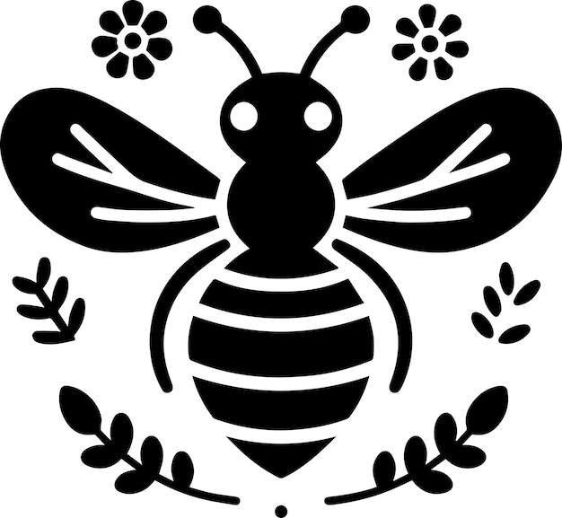 minimal carton honey bee vector silhouette black color silhouette white background 17