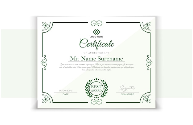 Minimal Certificate design template