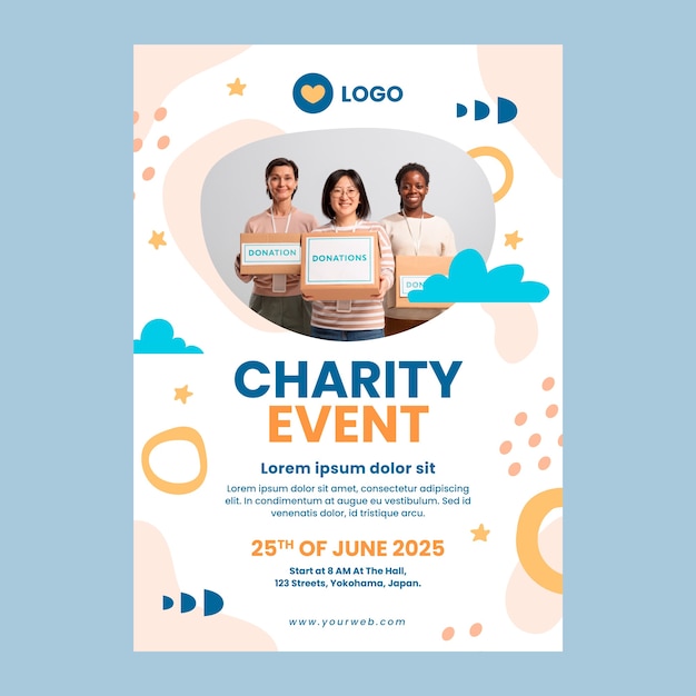 Vector minimal charity event poster template