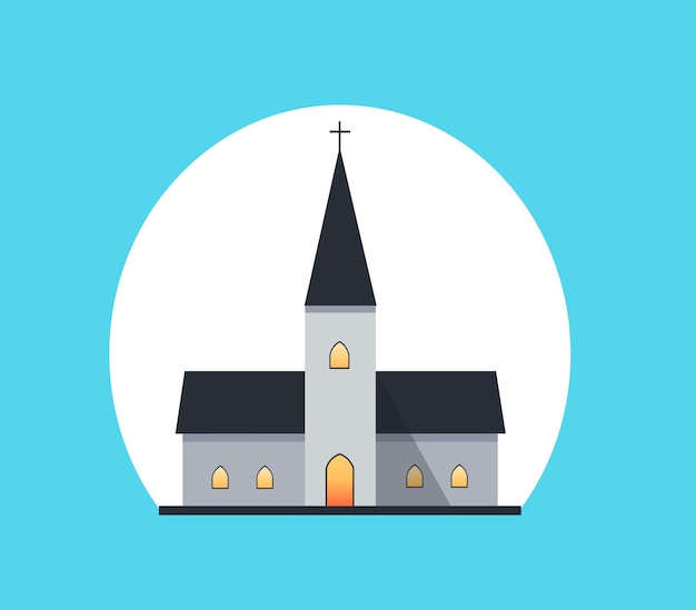 Vector minimal church building architecture vector illustration