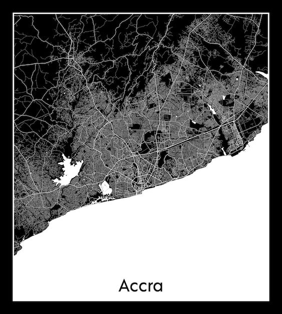 Vector minimal city map of accra (ghana, africa)
