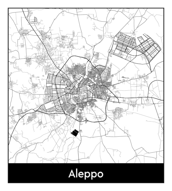 Mappa minima della città di aleppo (siria, asia)