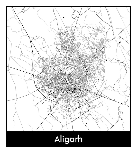 Aligah의 최소 도시 지도(인도, 아시아)