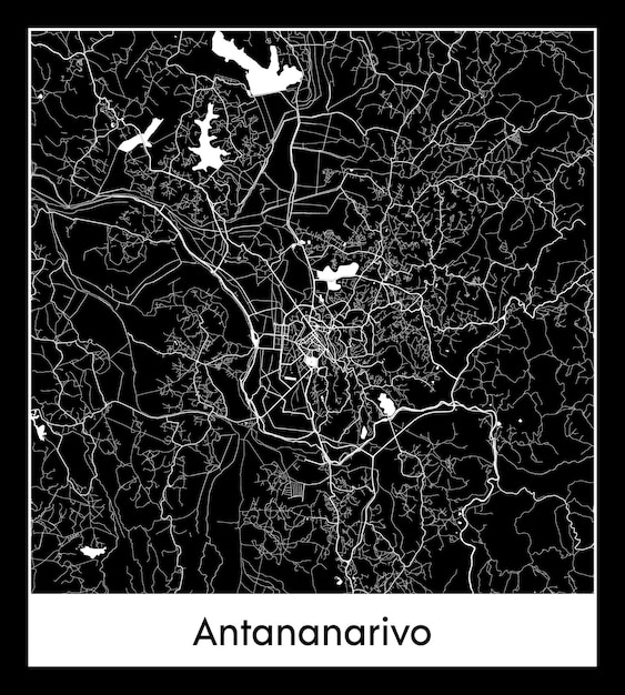 Minimal city map of Antananarivo (Madagascar, Africa)