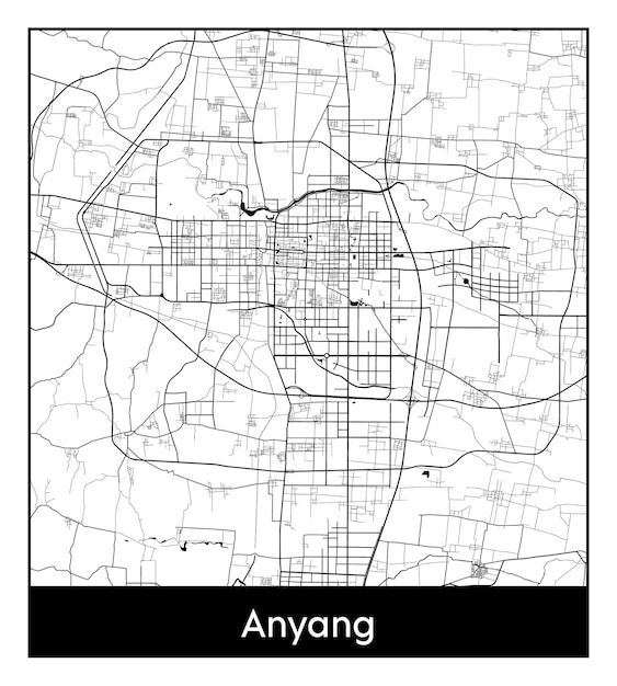 Minimal city map of Anyang (China, Asia)