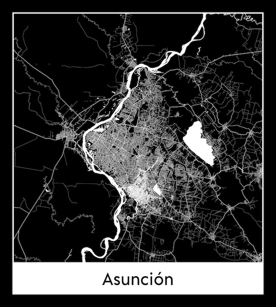 Minimal city map of Asuncion Paraguay South America