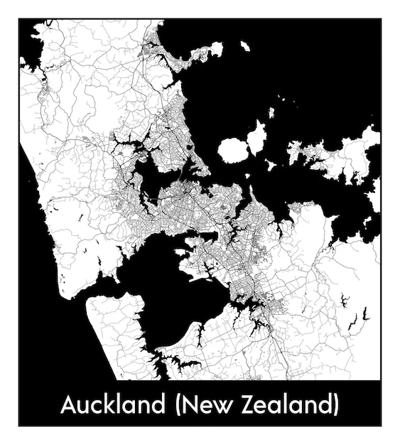 Minimal city map of Auckland New Zealand New Zealand Oceania