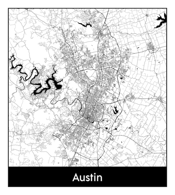 オースティンの最小限の都市地図（アメリカ合衆国、北アメリカ）