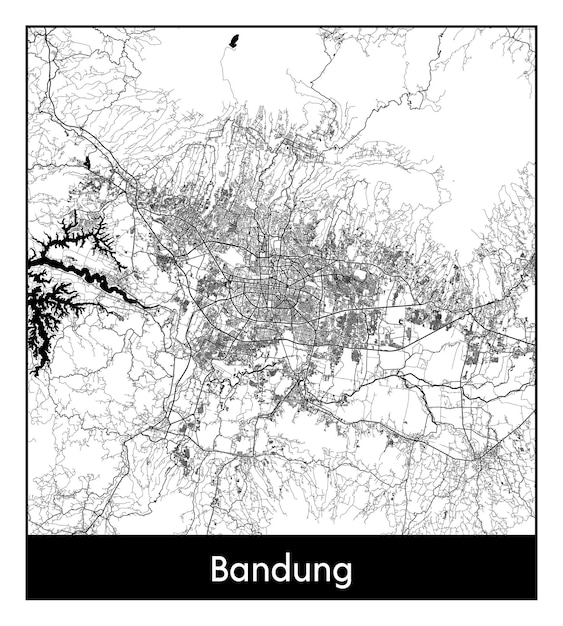 バンドンの最小限の都市地図（インドネシア、アジア）