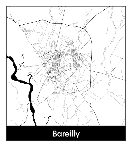 Bareilly의 최소 도시 지도(인도, 아시아)