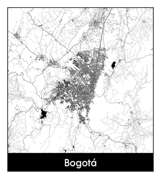 Minimal city map of Bogota Colombia South America