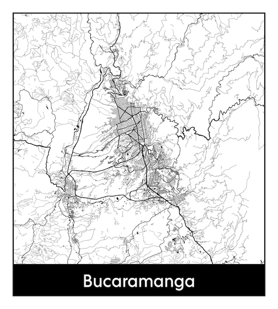 ブカラマンガの最小限の都市地図（コロンビア、南アメリカ）