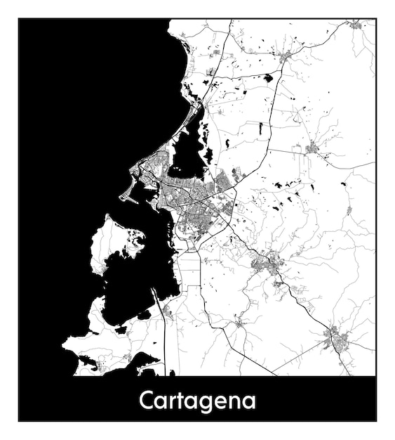 Minimal city map of Cartagena (Colombia, South America)